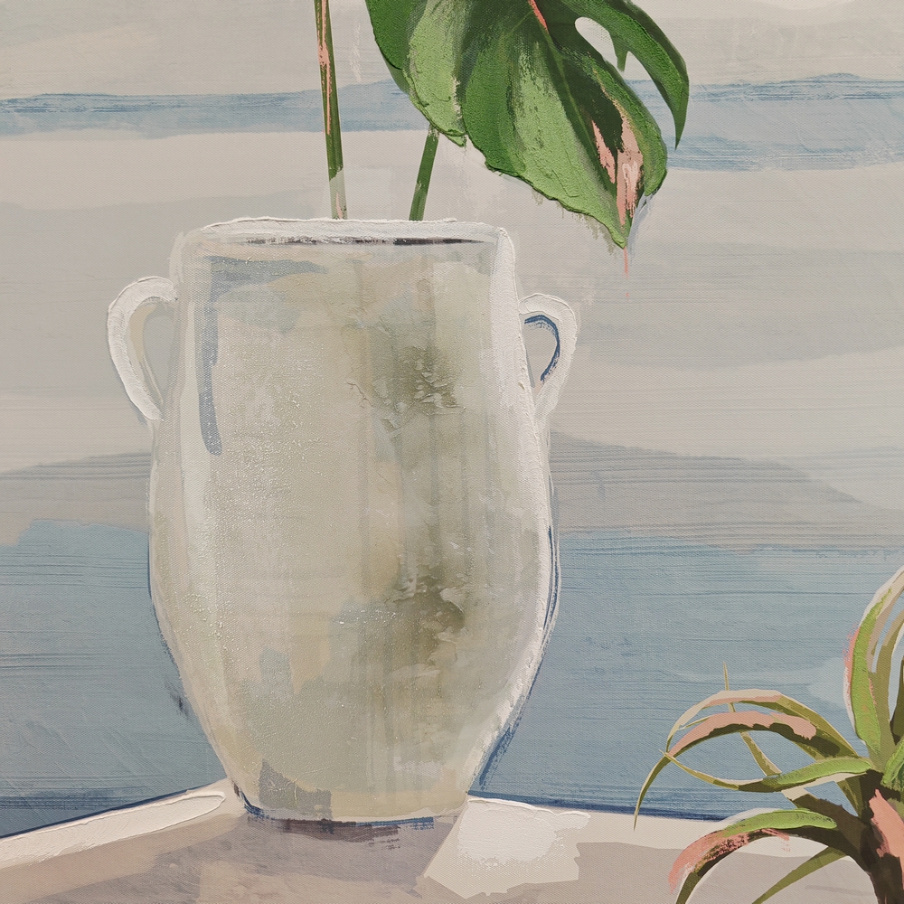 CADRE TOILE PLANTES ET VUE SUR MER 80 X 3.5 X 120 CM - Photo N°3