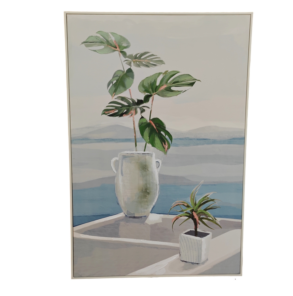 CADRE TOILE PLANTES ET VUE SUR MER 80 X 3.5 X 120 CM - Photo N°2