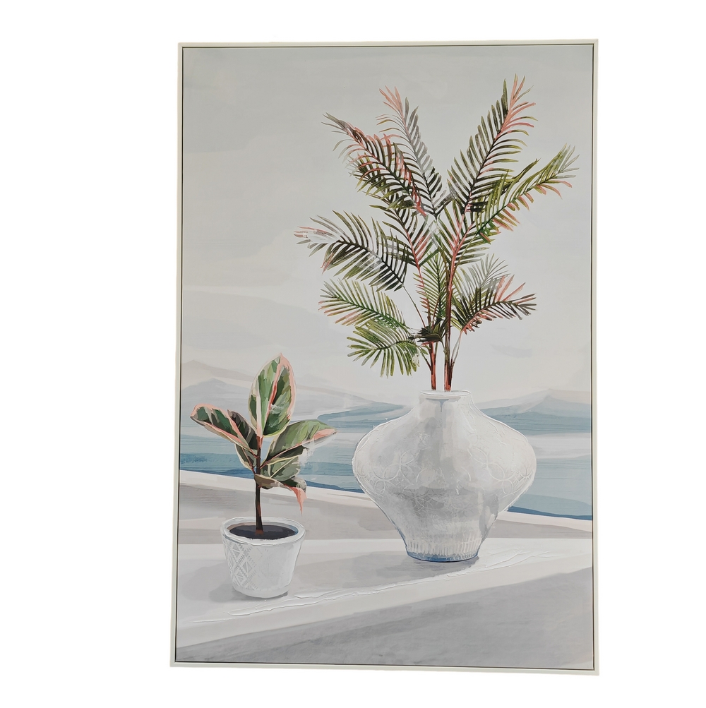 CADRE TOILE PLANTES ET VUE SUR MER 80 X 3.5 X 120 CM - Photo N°3