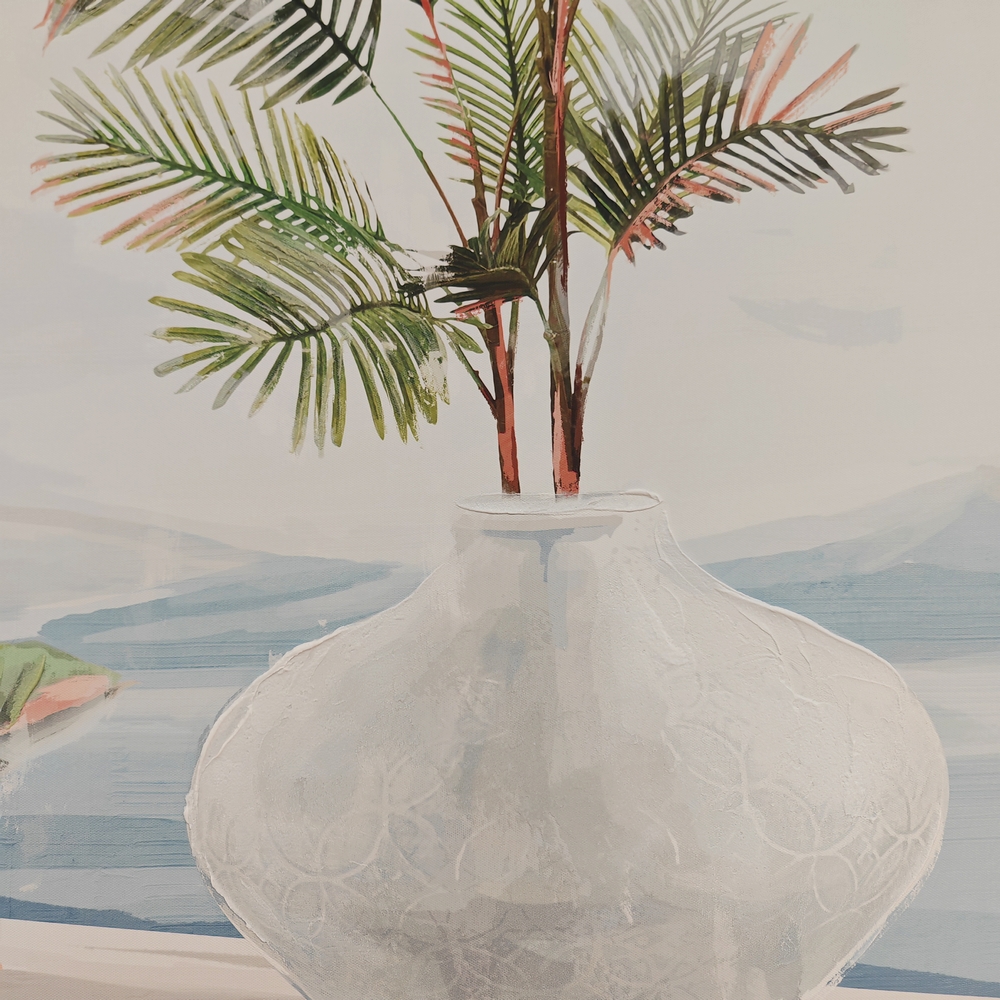 CADRE TOILE PLANTES ET VUE SUR MER 80 X 3.5 X 120 CM - Photo N°2