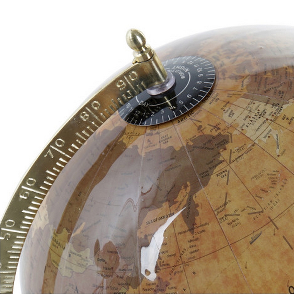 GLOBE TERRESTRE PIED METAL ET BOIS COULEUR SABLE 28 X 26.5 X 37  CM - Photo N°3