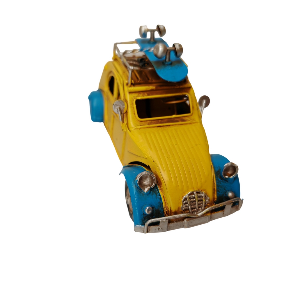 VOITURE DECORATIVE 2CV JAUNE ET BLEU METAL 16.5 X 9 X 7 CM - Photo N°3