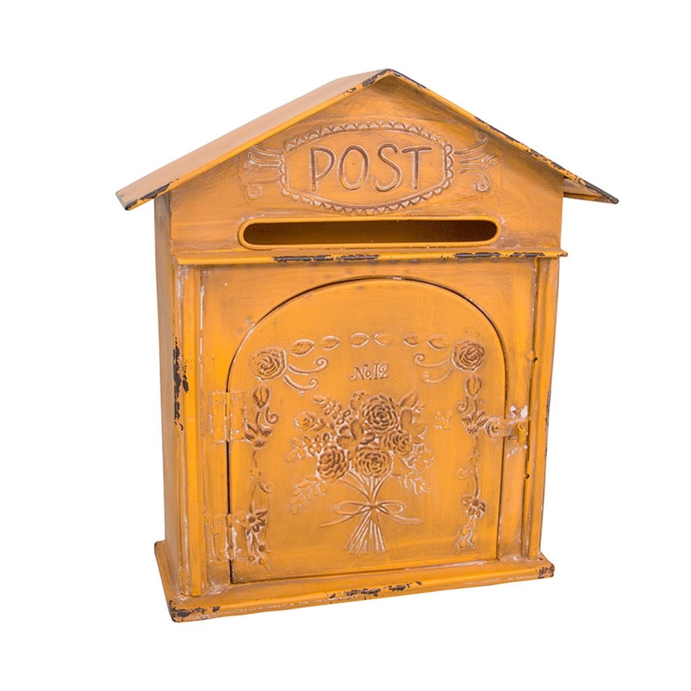 BOITE A CLEFS LA POSTE JAUNE ANTIQUE 34 X 38 X 14 CM - Photo N°6