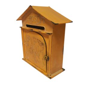 BOITE A CLEFS LA POSTE JAUNE ANTIQUE 34 X 38 X 14 CM