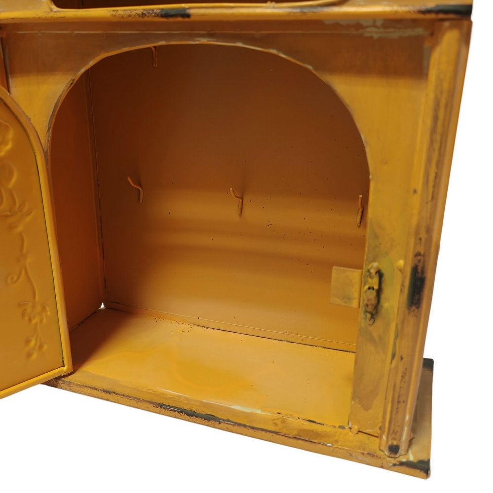 BOITE A CLEFS LA POSTE JAUNE ANTIQUE 34 X 38 X 14 CM - Photo N°2
