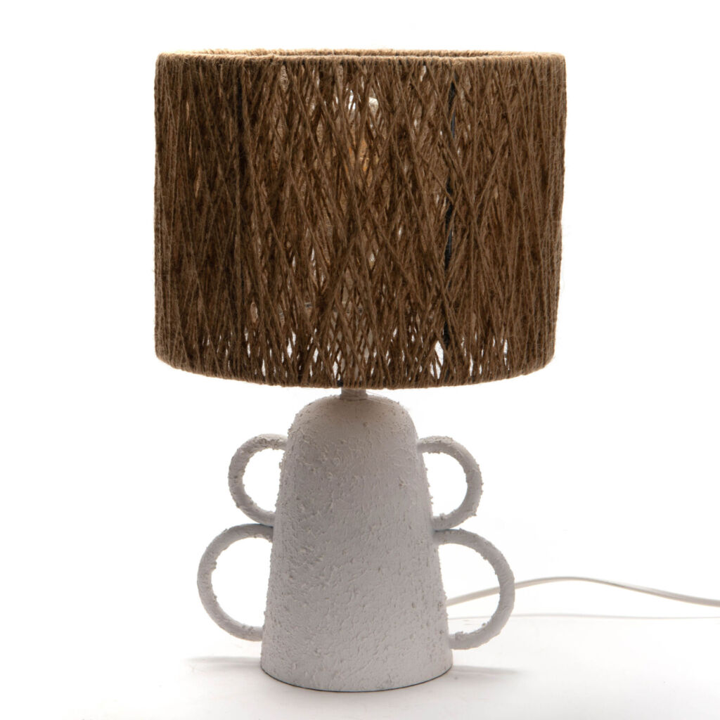 LAMPE CASABLANCA METAL BLANC ABJ FICELLE 39 X 25 X 25 CM - Photo N°3