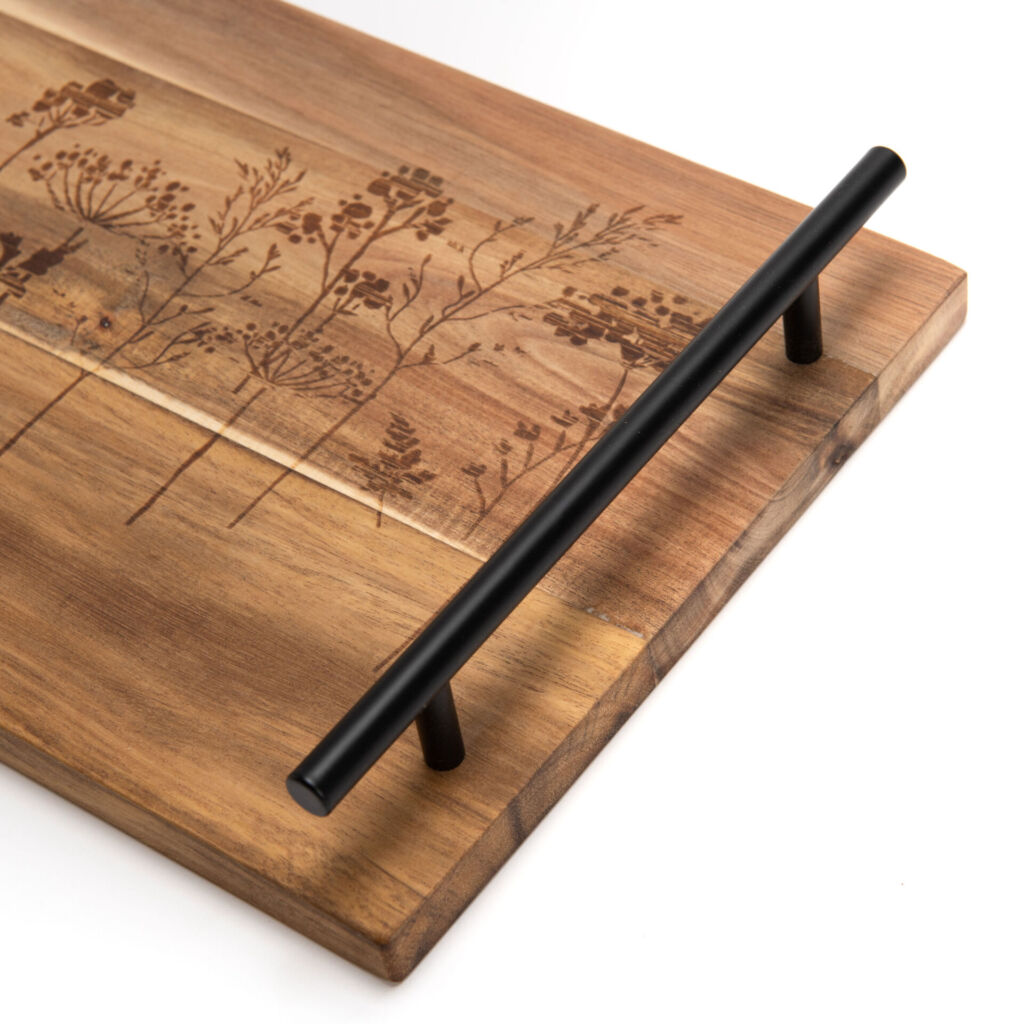 PLATEAU BOIS YUMA ANSES METAL NOIR 39 X 5 X 21 CM - Photo N°2