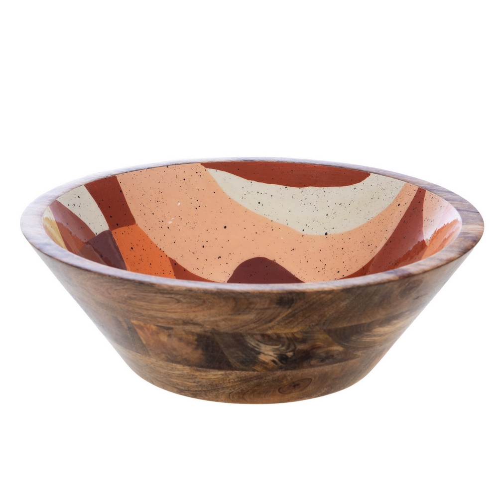 SALADIER ELENA BOIS DE MANGUIER ET SON DECOR  35 X 12 CM - Photo N°1