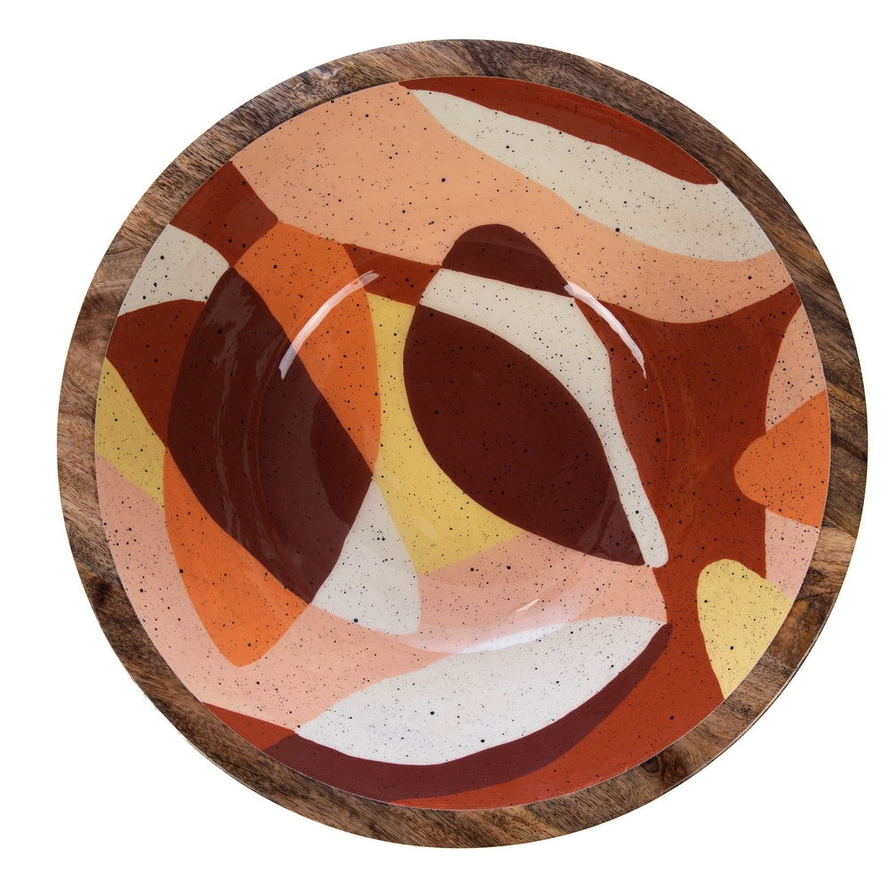 SALADIER ELENA BOIS DE MANGUIER ET SON DECOR  35 X 12 CM - Photo N°2