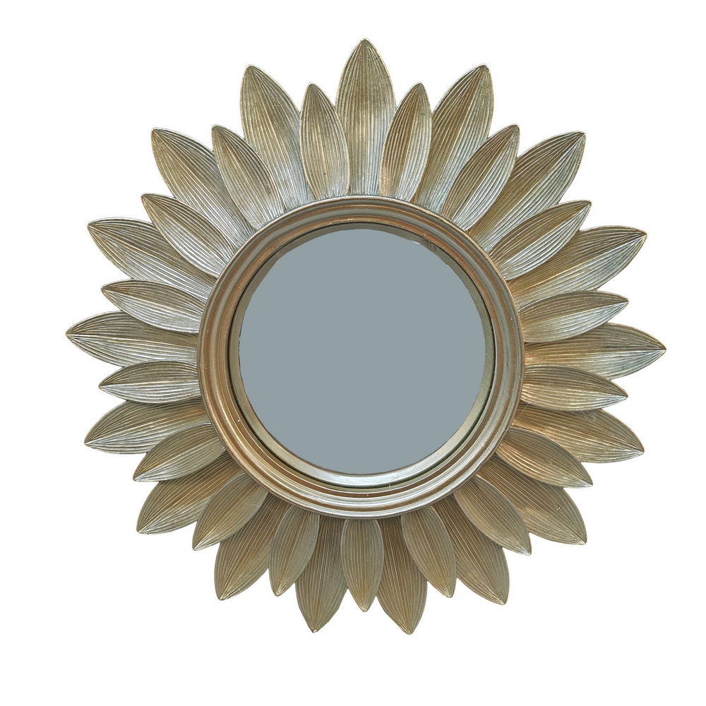 MIROIR CONVEXE SOLE FLEUR COULEUR CHAMPAGNE 30 X 30 X 2 CM - Photo N°2