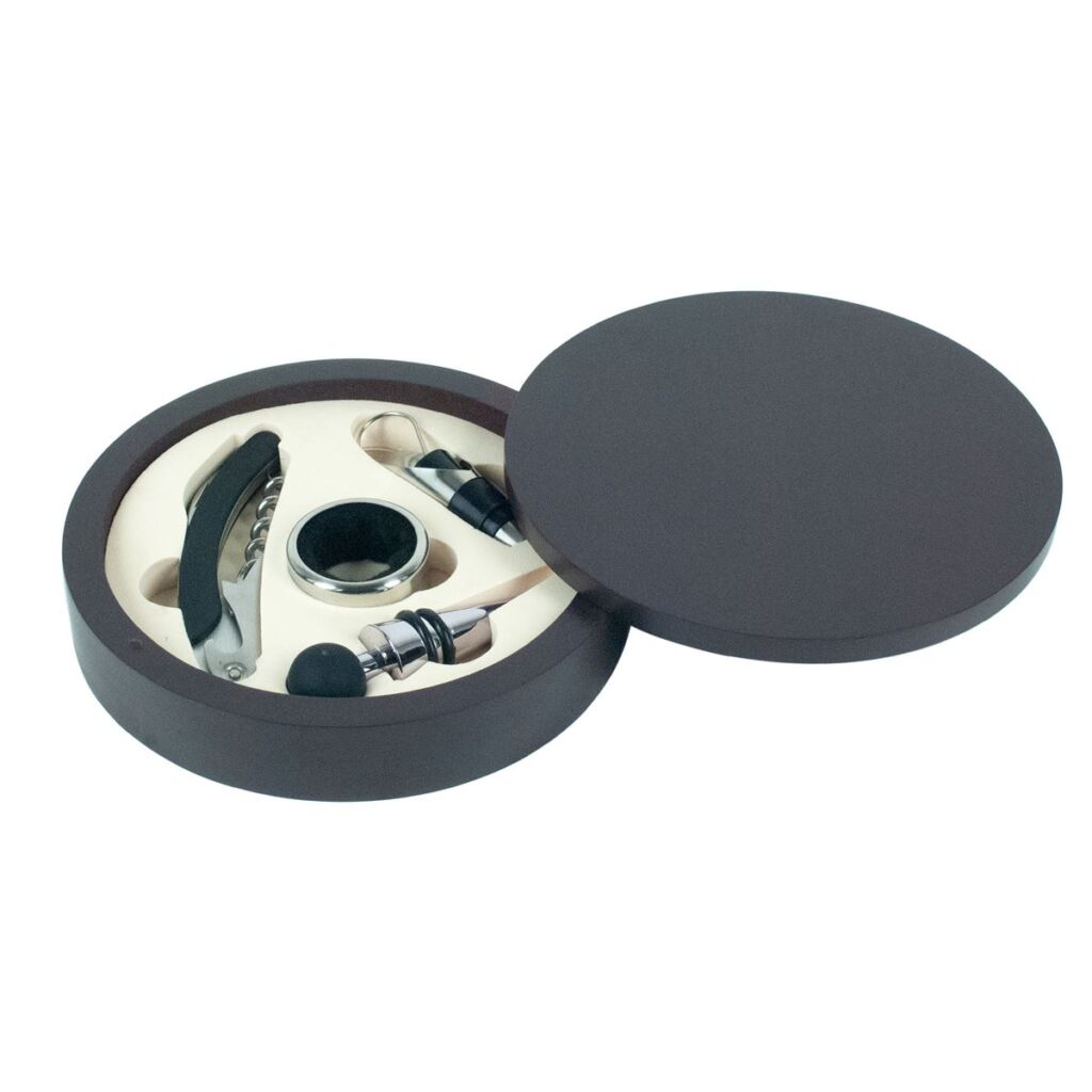 COFFRET TIRE BOUCHONS ET BOUCHON EN COFFRET BOIS NOIR 16 X 4 X 16 CM - Photo N°1