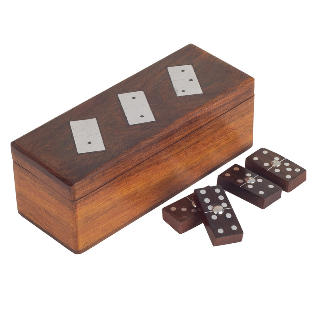 JEU DOMINO EN BOIS DE  SHEESHAM 16.5 X 6.5 X 5 CM - Photo N°1