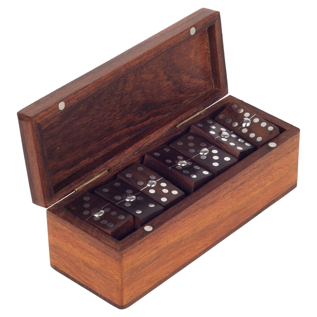 JEU DOMINO EN BOIS DE  SHEESHAM 16.5 X 6.5 X 5 CM - Photo N°3
