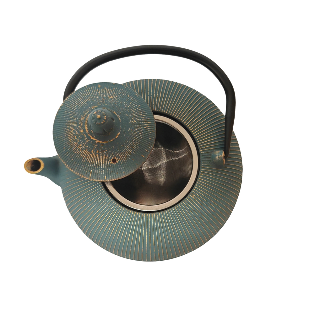 THEIERE FER FONTE AVEC INFUSEUR BLEUE ET DOREE 1.2 L - Photo N°2