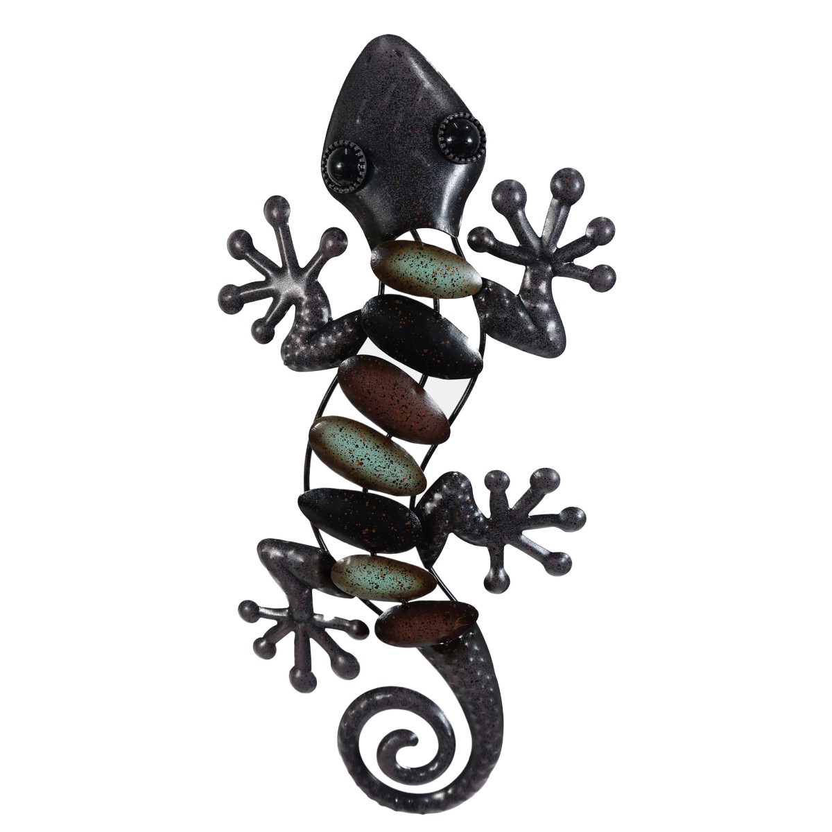 Décoration Murale Lézard Gecko En Bois Grand Modèle - Gris/marron - Thème Jungle - Neuf