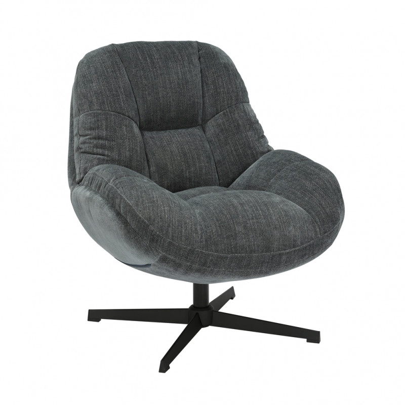 FAUTEUIL CLUB PIVOTANT TIISU ANTHRACITE   H 91 X L 77 X P 85 CM - Photo N°1