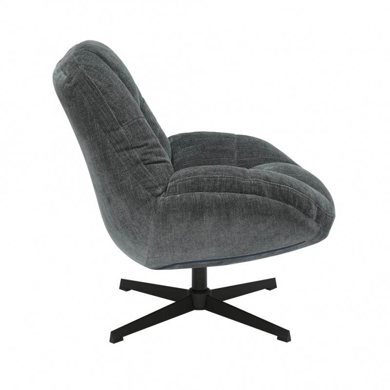 FAUTEUIL CLUB PIVOTANT TIISU ANTHRACITE   H 91 X L 77 X P 85 CM - Photo N°3
