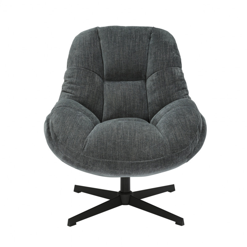 FAUTEUIL CLUB PIVOTANT TIISU ANTHRACITE   H 91 X L 77 X P 85 CM - Photo N°2