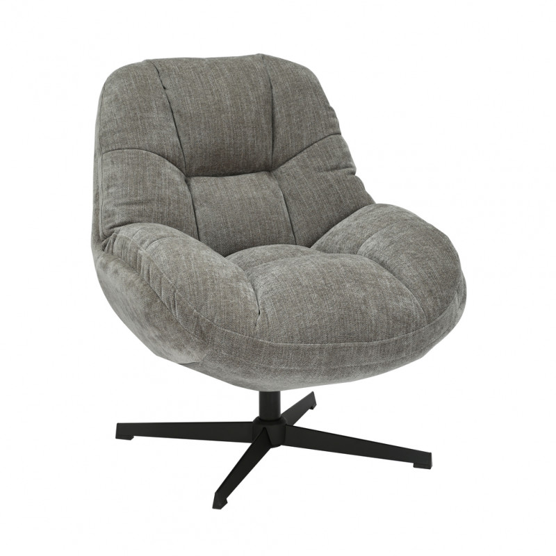 FAUTEUIL CLUB PIVOTANT TISSU TAUPE   H 91 X L 77 X P 85 CM - Photo N°1
