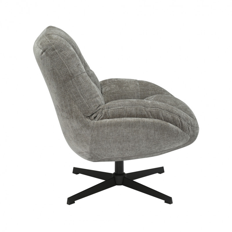 FAUTEUIL CLUB PIVOTANT TISSU TAUPE   H 91 X L 77 X P 85 CM - Photo N°3