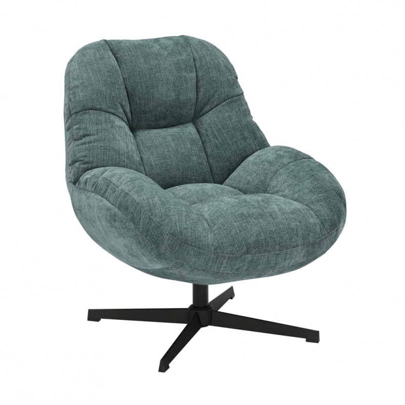 FAUTEUIL CLUB PIVOTANT TIISU VERT BLEU   H 91 X L 77 X P 85 CM - Photo N°1