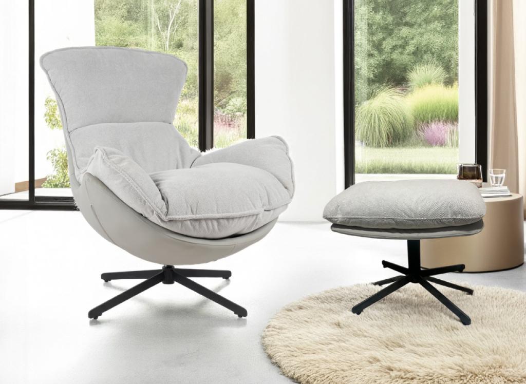 REPOSE PIEDS LOUNGE OEUF TISSU GRIS  - 42 X 40 X 52 CM - Photo N°2