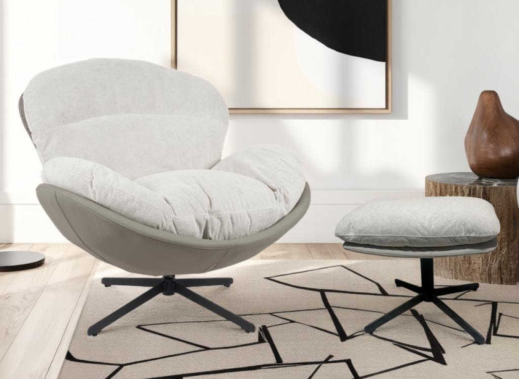 REPOSE PIEDS LOUNGE OEUF TISSU GRIS  - 42 X 40 X 52 CM - Photo N°6