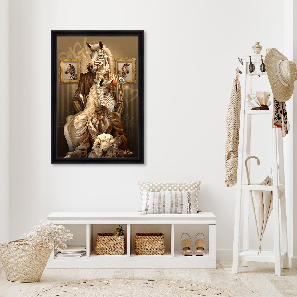 TOILE ZEBRES SYLVAIN BINET ENCADREMENT NOIR 92 X 132 CM - Photo N°7