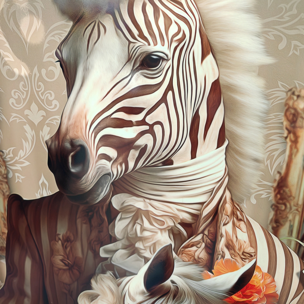 TOILE ZEBRES SYLVAIN BINET ENCADREMENT NOIR 92 X 132 CM - Photo N°3