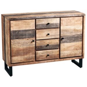 BAHUT 2 PORTES 4 TIROIRS PALISSANDRE BRUTE TRACES DE SCIAGE 120 X 86 X 38 CM