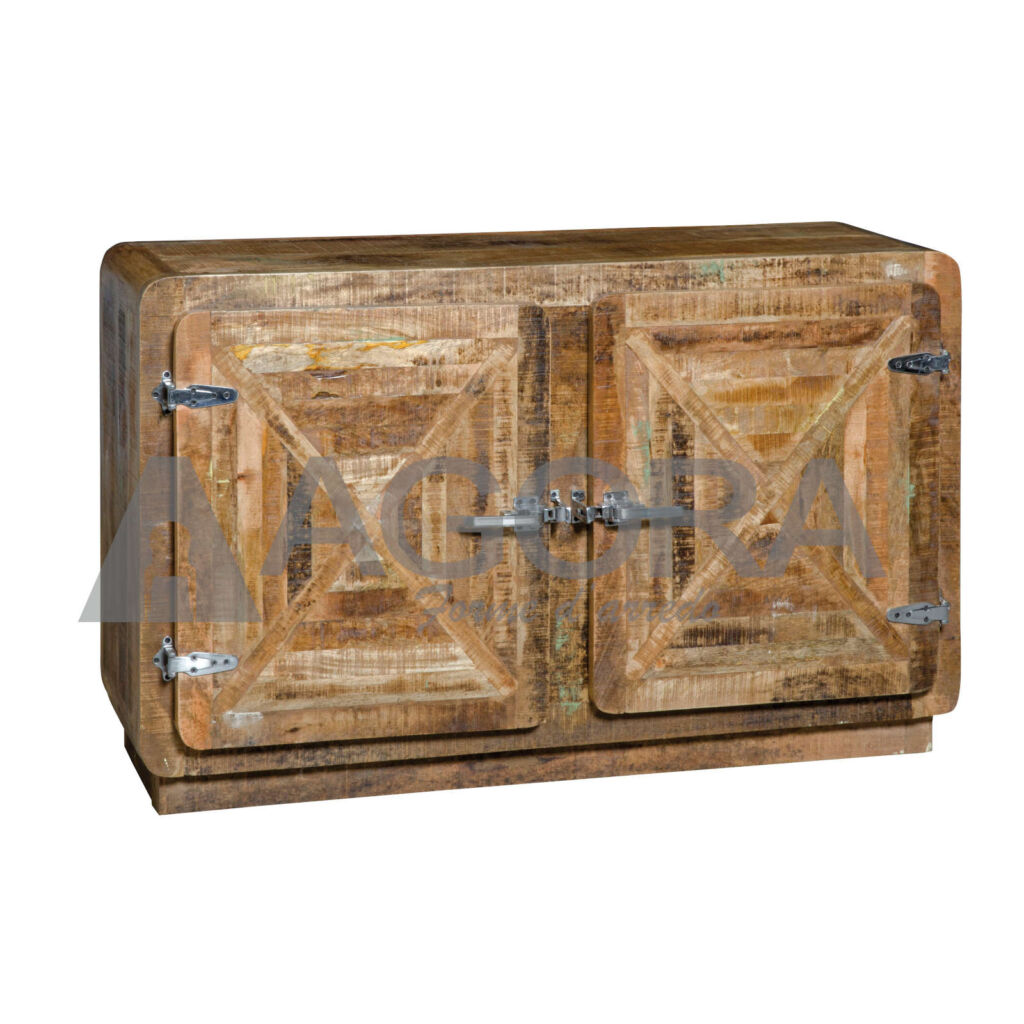 DRESSOIR EN MANGUIER MASSIF 2 PORTES POIGNEE FRIGO 130 X 82 X 43 CM - Photo N°1