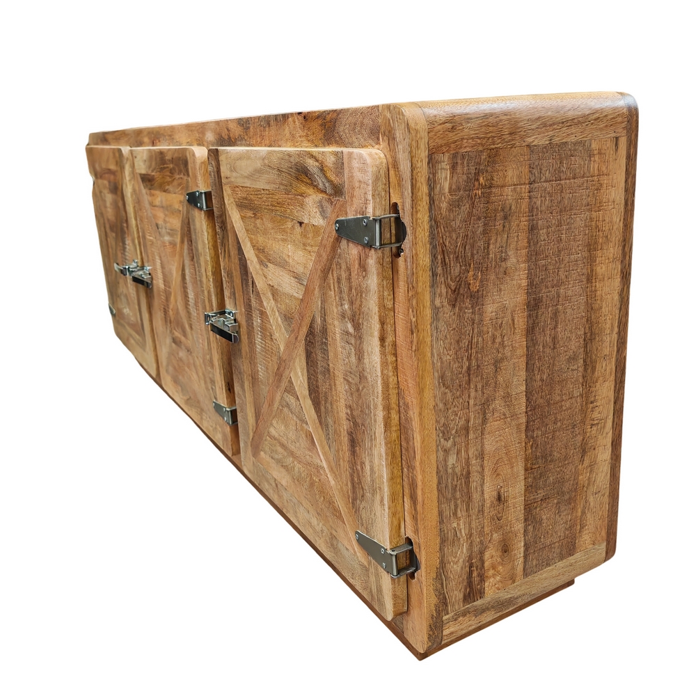 DRESSOIR EN MANGUIER MASSIF 3 PORTES POIGNEE FRIGO 190 X 82 X 43 CM - Photo N°10