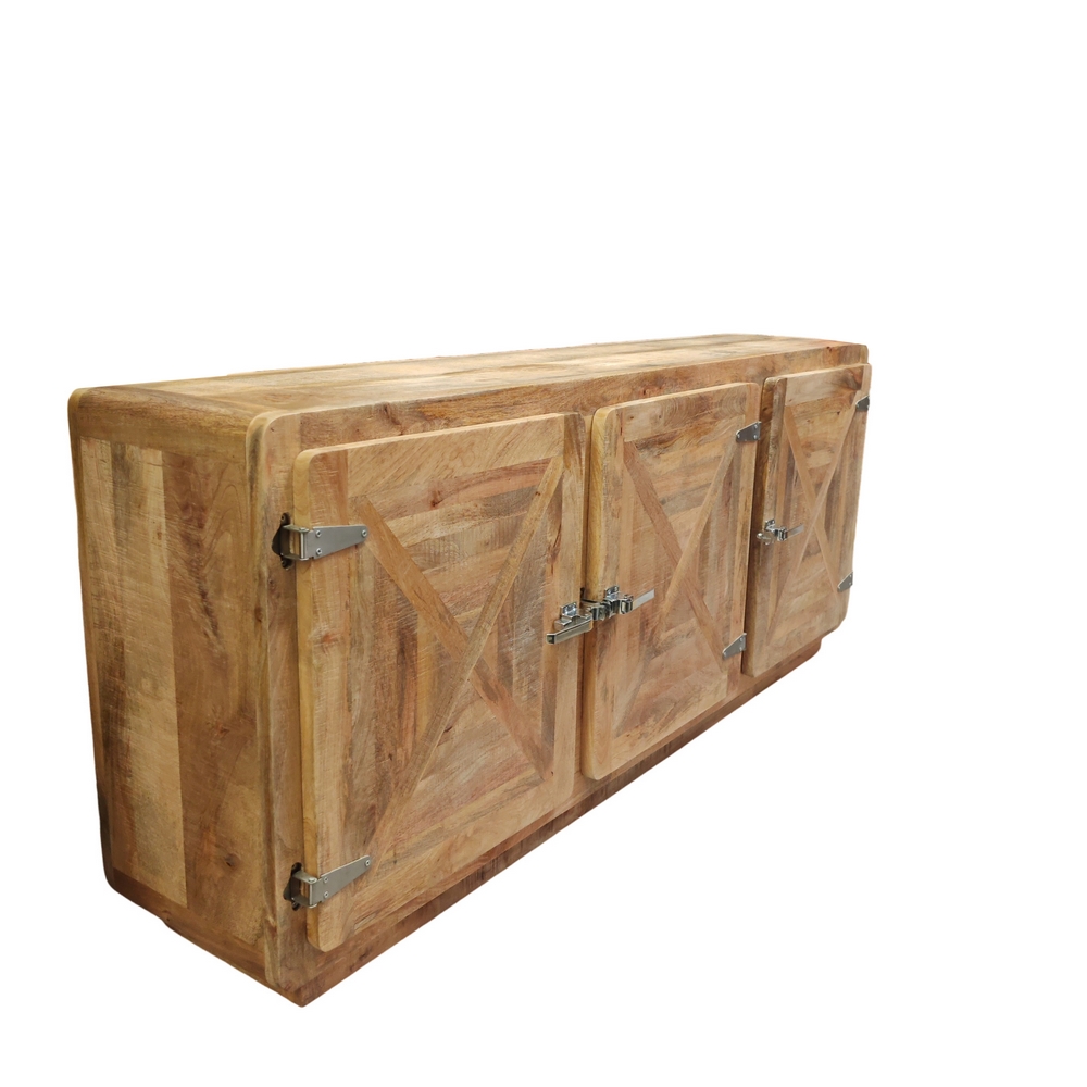 DRESSOIR EN MANGUIER MASSIF 3 PORTES POIGNEE FRIGO 190 X 82 X 43 CM - Photo N°3