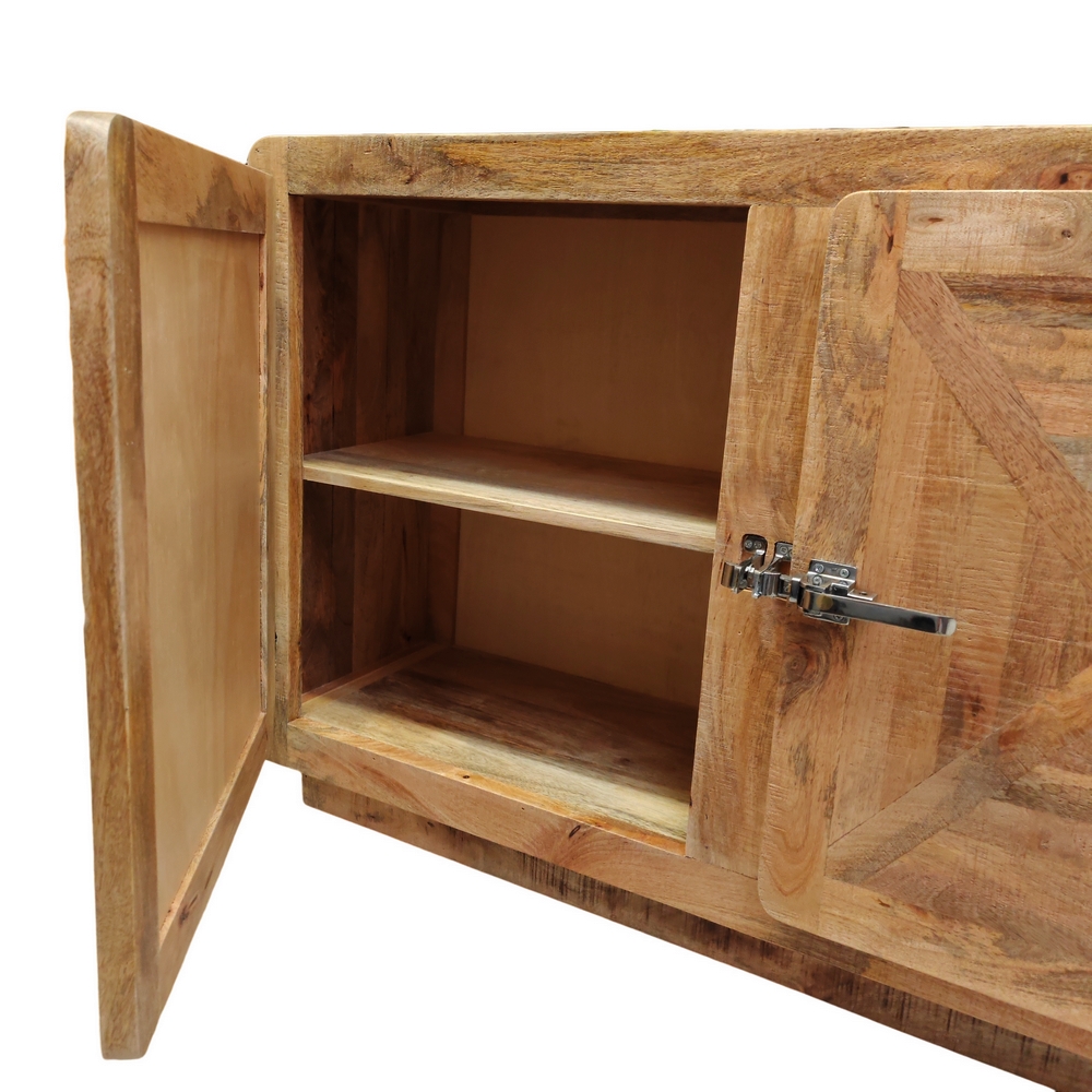 DRESSOIR EN MANGUIER MASSIF 2 PORTES POIGNEE FRIGO 130 X 82 X 43 CM - Photo N°5