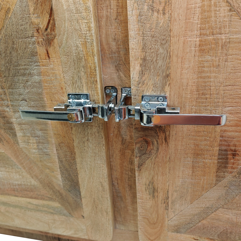 DRESSOIR EN MANGUIER MASSIF 2 PORTES POIGNEE FRIGO 130 X 82 X 43 CM - Photo N°4