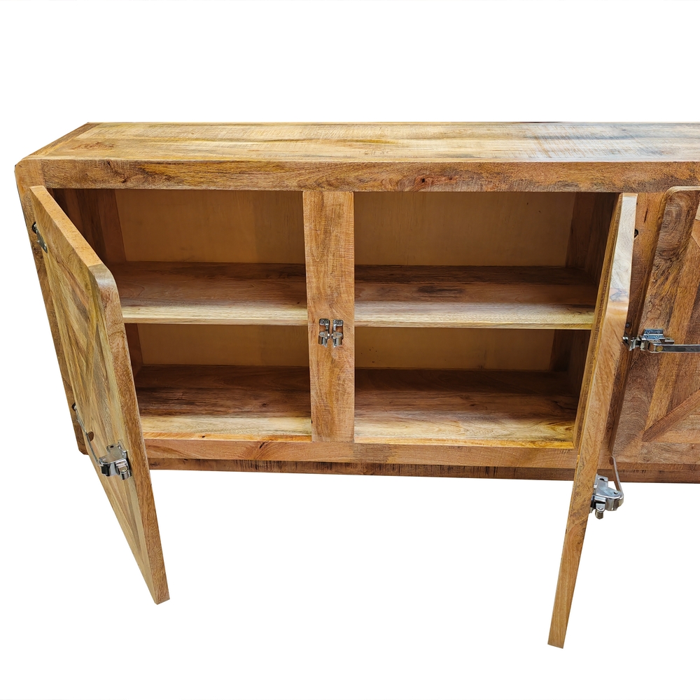 DRESSOIR EN MANGUIER MASSIF 3 PORTES POIGNEE FRIGO 190 X 82 X 43 CM - Photo N°7