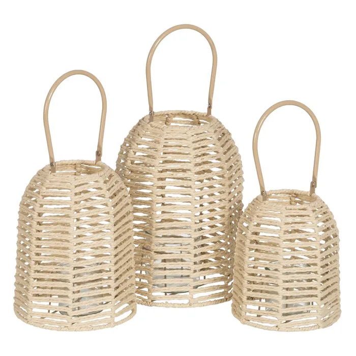 LANTERNE TRESSAGE NATUREL ANSE RIGIDE 20.5 X 25.5 X 20.5 CM - Photo N°7