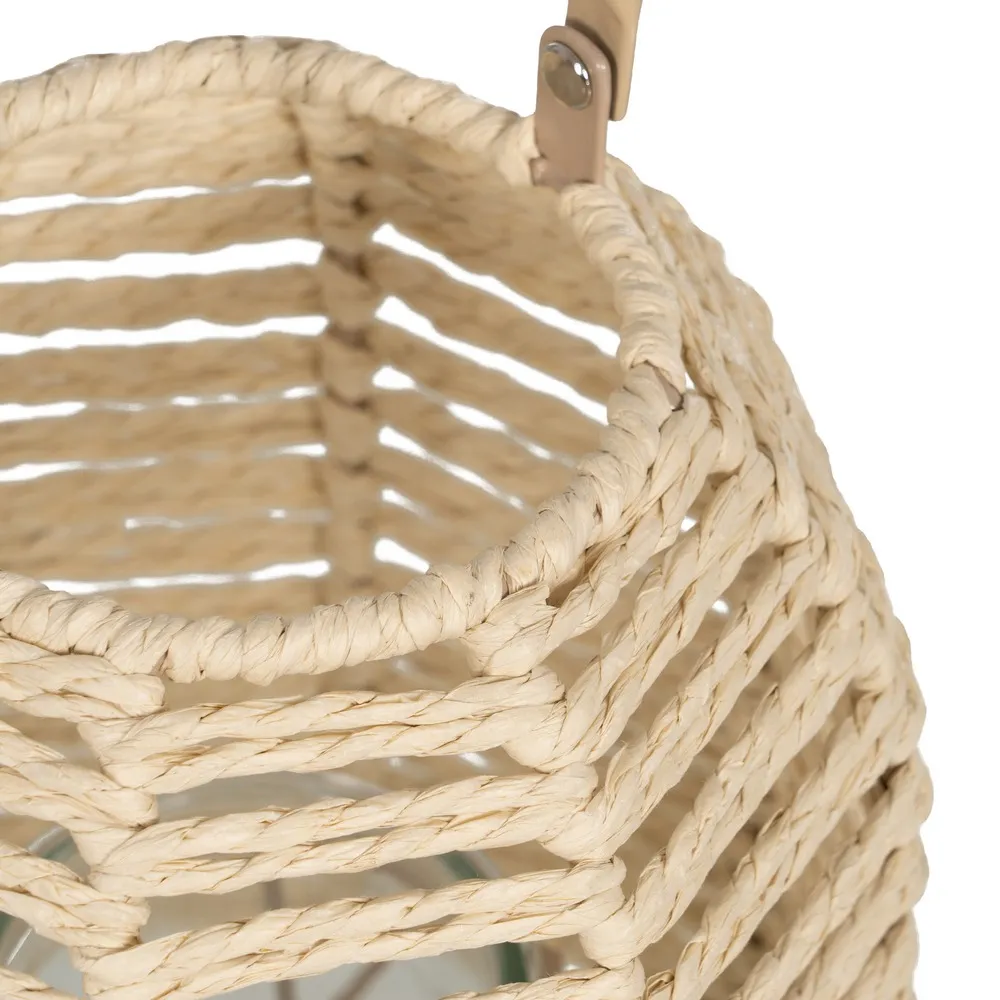 LANTERNE TRESSAGE NATUREL ANSE RIGIDE 23 X 30.5 X 23 CM - Photo N°5