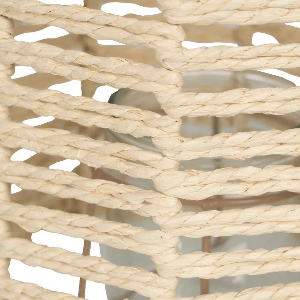 LANTERNE TRESSAGE NATUREL ANSE RIGIDE 23 X 30.5 X 23 CM - Photo N°3