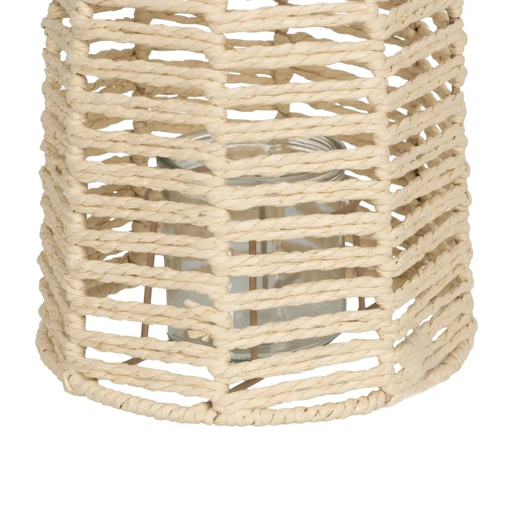 LANTERNE TRESSAGE NATUREL ANSE RIGIDE 23 X 30.5 X 23 CM - Photo N°2