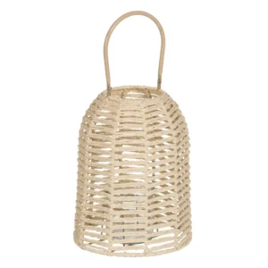 LANTERNE TRESSAGE NATUREL ANSE RIGIDE 23 X 30.5 X 23 CM