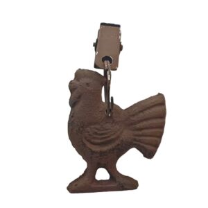 SET 4 POIDS DE NAPPE EN FORME DE COQ REALISE EN FONTE MARRON  4.5 X 8 X 1.2 CM