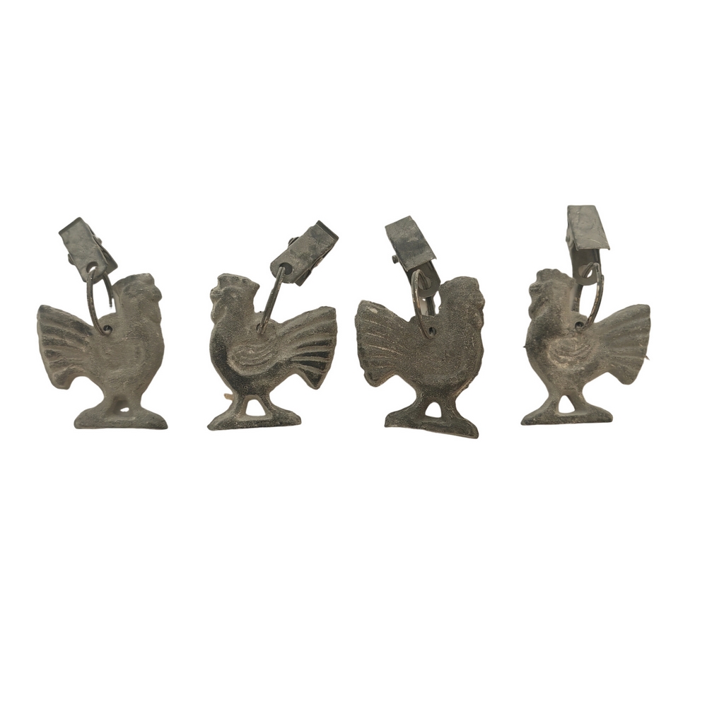 SET 4 POIDS DE NAPPE COQ REALISE EN FONTE GRIS ACIER  4.5 X 8 X 1.2 CM - Photo N°3