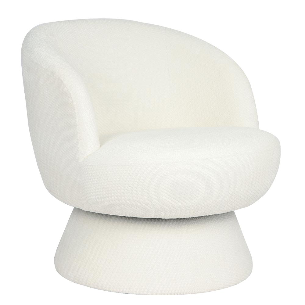 FAUTEUIL LADOGA TOURNANT TISSU BLANC 66 X 71 X 80 CM - Photo N°1