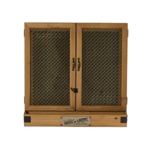 ARMOIRETTE MURAL DECO 2 PORTES GRILLAGES 1 ETAGERE EN BOIS DIM 60 X 60 X 11 CM