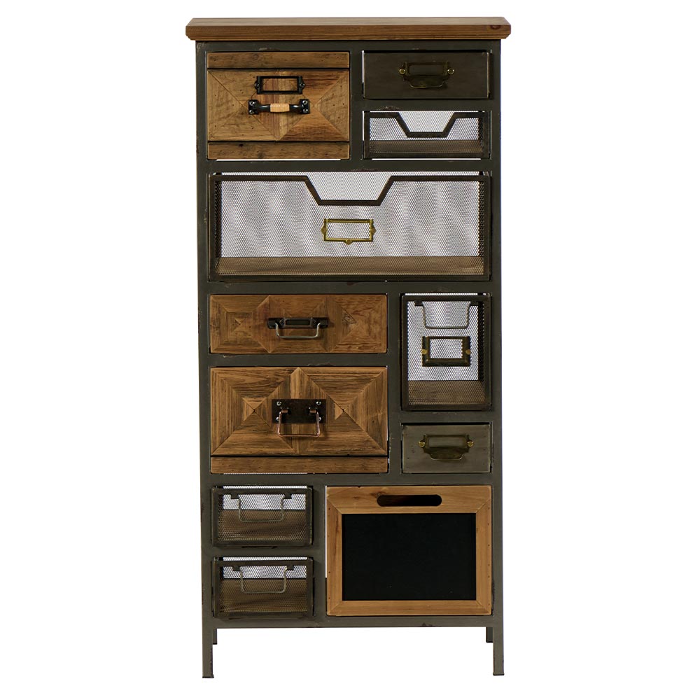 COMMODE DECO 11 TIROIRS METAL ET BOIS DIMENSIONS 54 X 109 X 34 CM - Photo N°3