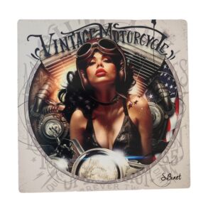 IMPRESSION S BINET PIN UP BIKER SUR DIBOND AVEC ATTACHE 20 X 20 CM