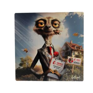 IMPRESSION S BINET SURICATE IMMO SUR DIBOND AVEC ATTACHE 20 X 20 CM