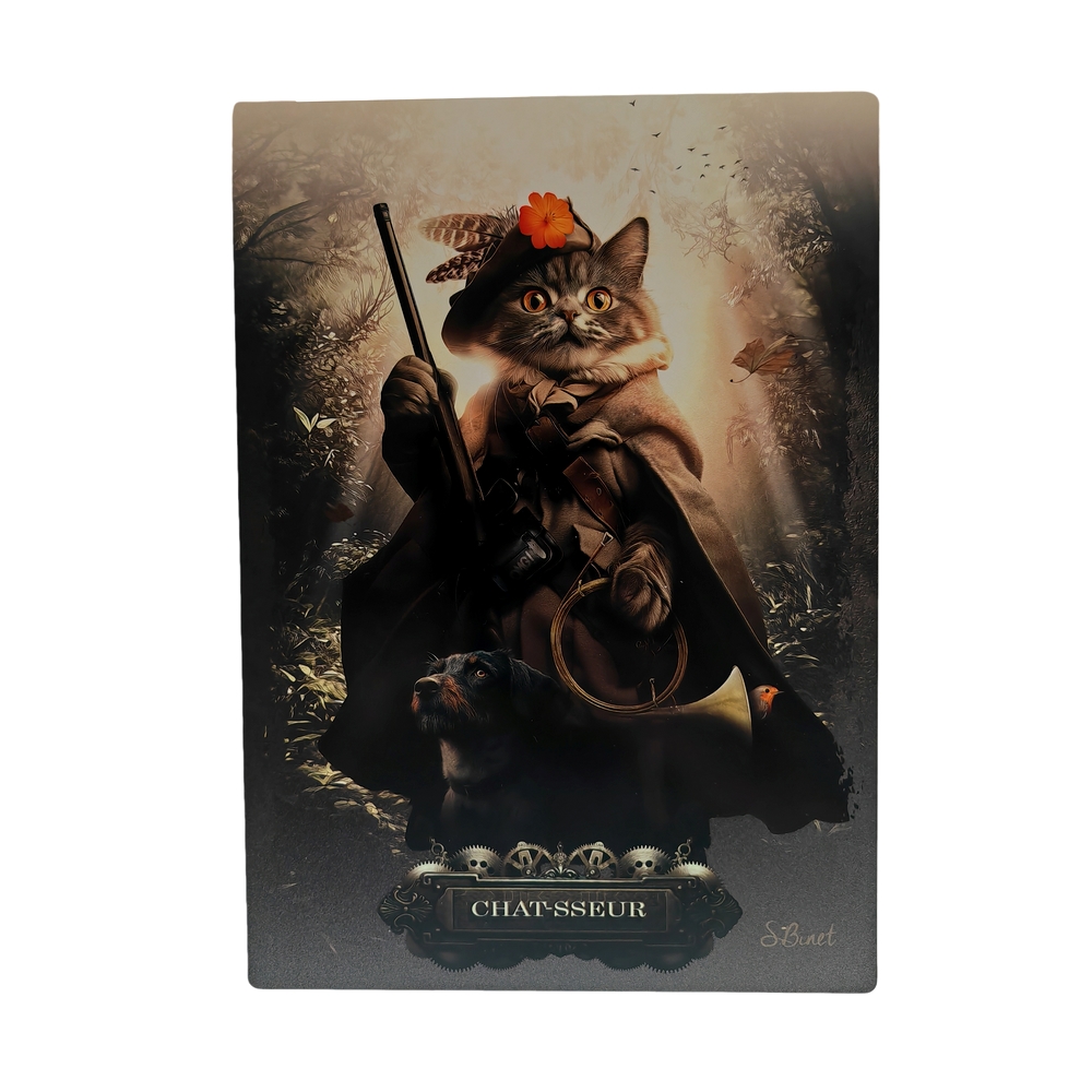 IMPRESSION S BINET CHAT-SSEUR SUR DIBOND AVEC ATTACHE 20 X 28 CM - Photo N°1