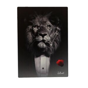IMPRESSION S BINET LION MAFIA N  et  B SUR DIBOND AVEC ATTACHE 20 X 28 CM